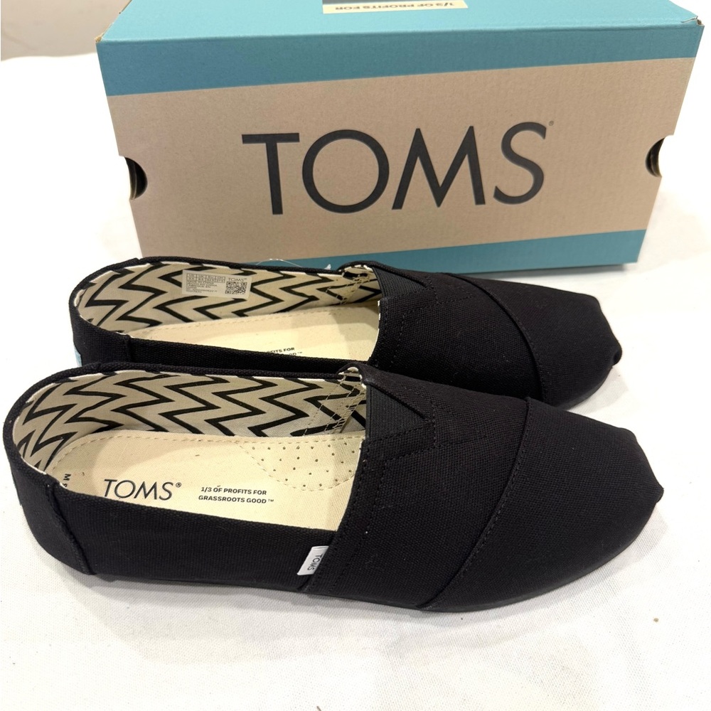 TOMS MEN'S ALPARGATA RECYCLED COTTON CANVAS 10017670 SLIP-ON SHOES COLOR BLACK